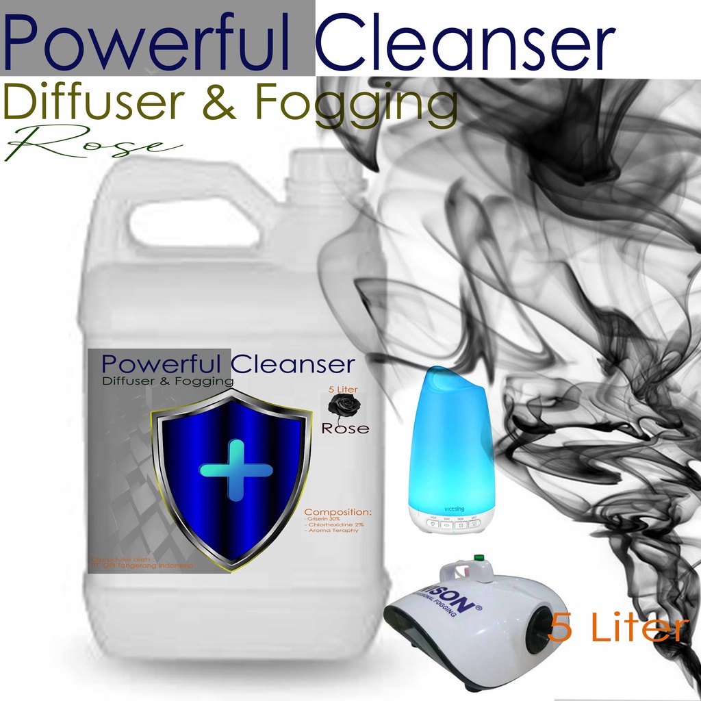 Disinfektan cairan nano gun, cairan diffuser, Fogging 1 Liter dan 5 Liter Powerful Cleanser varian wangi segar dan tahan lama baru By Oke Sabun sudah ada izin edar resmi by Oke sabun suplayer