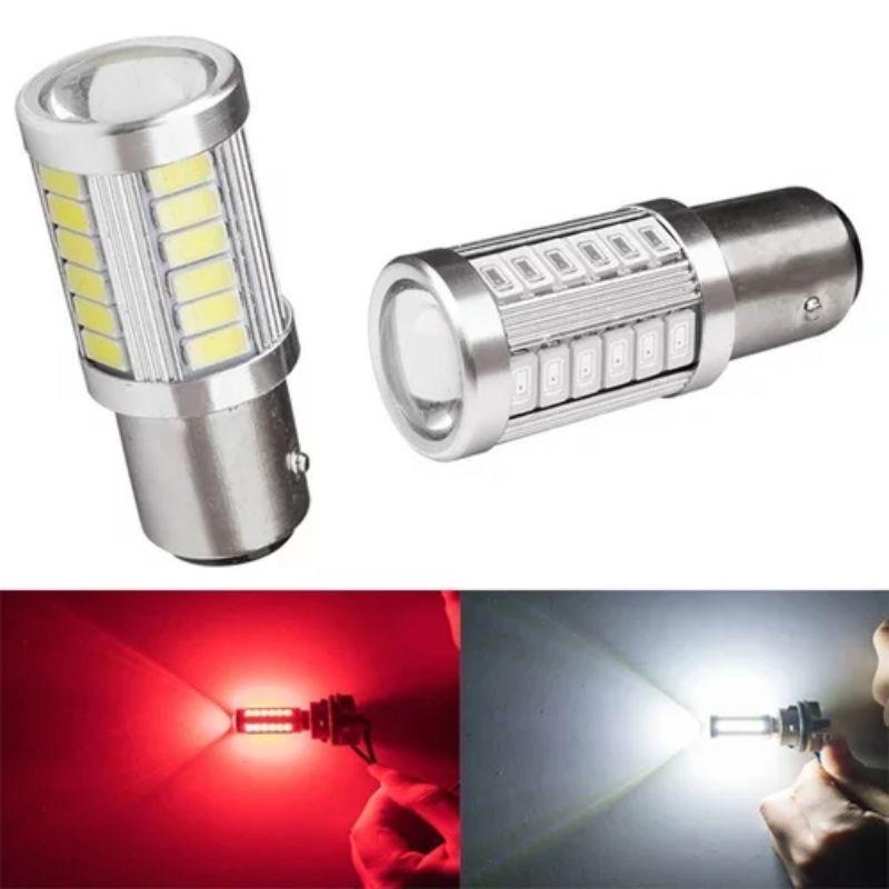 Lampu LED Bayonet Brake / Rem / Stop 1157 12VOLT W5W 5630 33 MATA Lensa Mobil Motor STR0B0 KEDIP