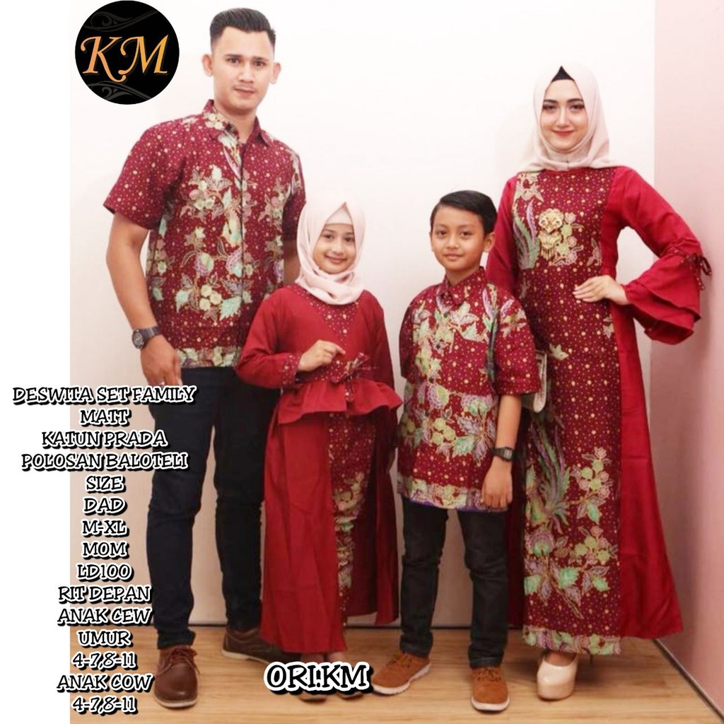 Sarimbit Keluarga Gamis Kd Melati Krem Toskabaju Batik Keluarga