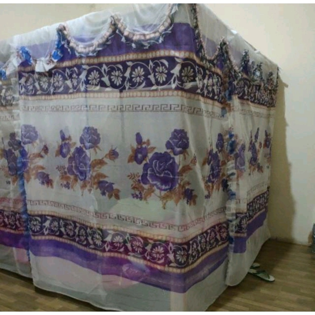 Isi Kado Pernikahan Kelambu Jumbo Motif SB Bunga Ukuran 2 Meter Persegi Bahan Tebal - Klambu Kamar Tidur