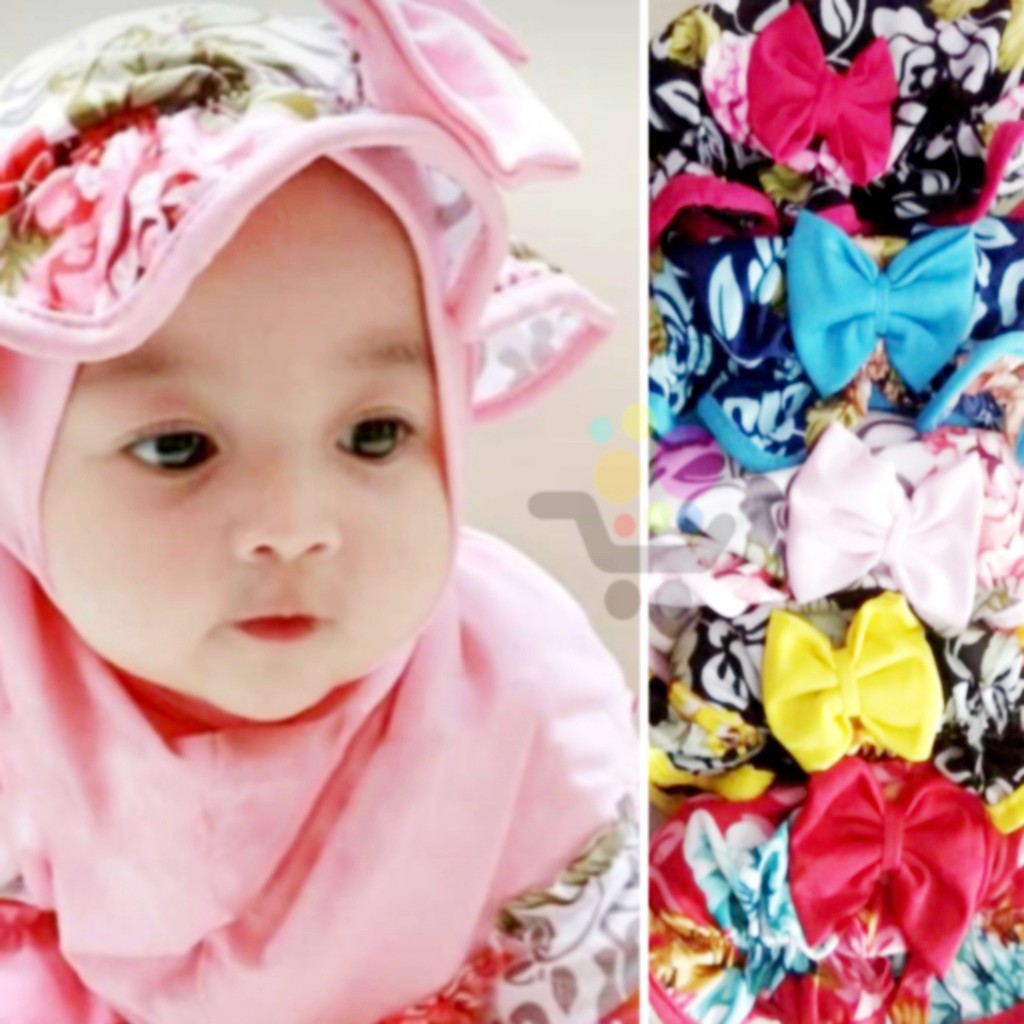 Hijab Jilbab Kerudung Anak Bayi Balita Model Mawar Topi