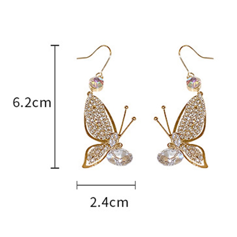 Fancyqube Anting Giwang Mewah Model Kupu-Kupu Gaya Korea Dengan Kristal + Mutiara + Zircon Untuk Wanita