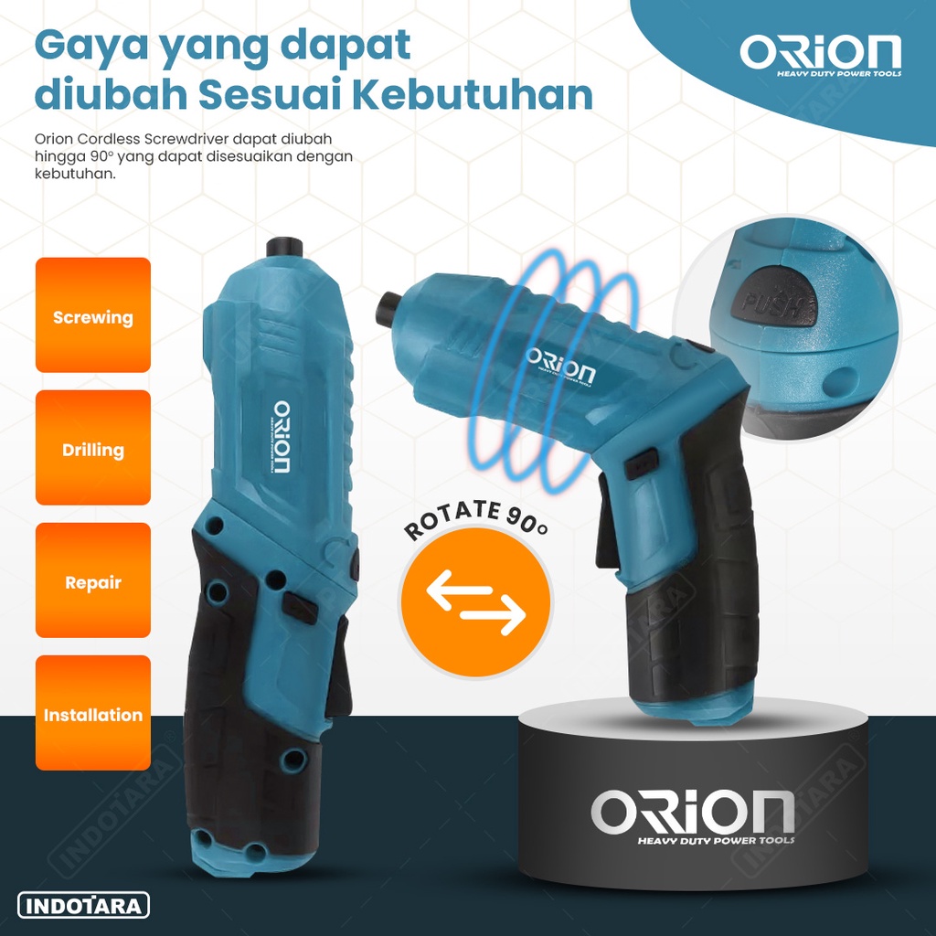 Orion Cordless Screwdriver / Bor Obeng Baterai 3.6Volt - SD002