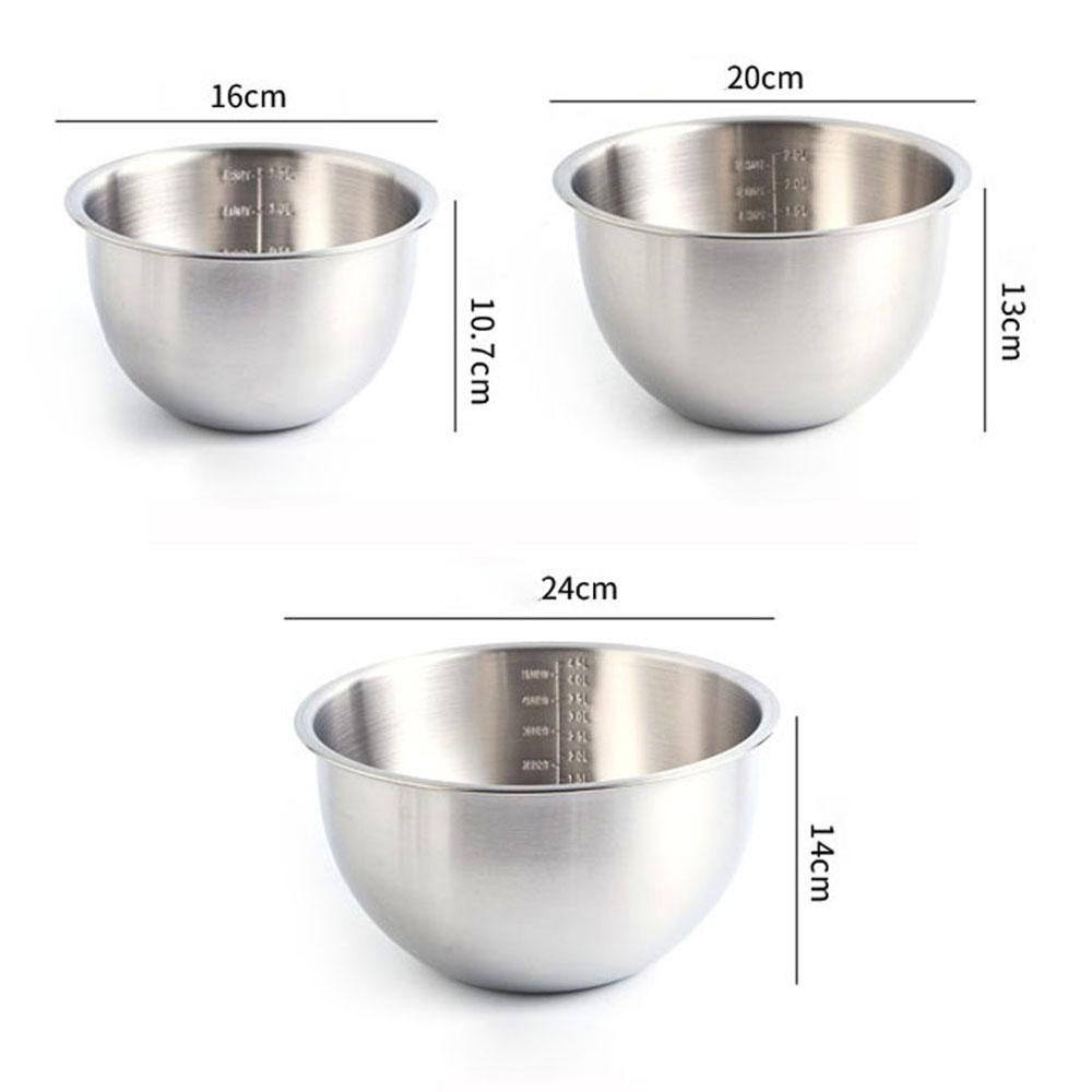 [Elegan] Mixing Bowl 304stainless Steel Non Slip Dengan Skala Amplas Dapur 9inci Wajan Kocokan Telur