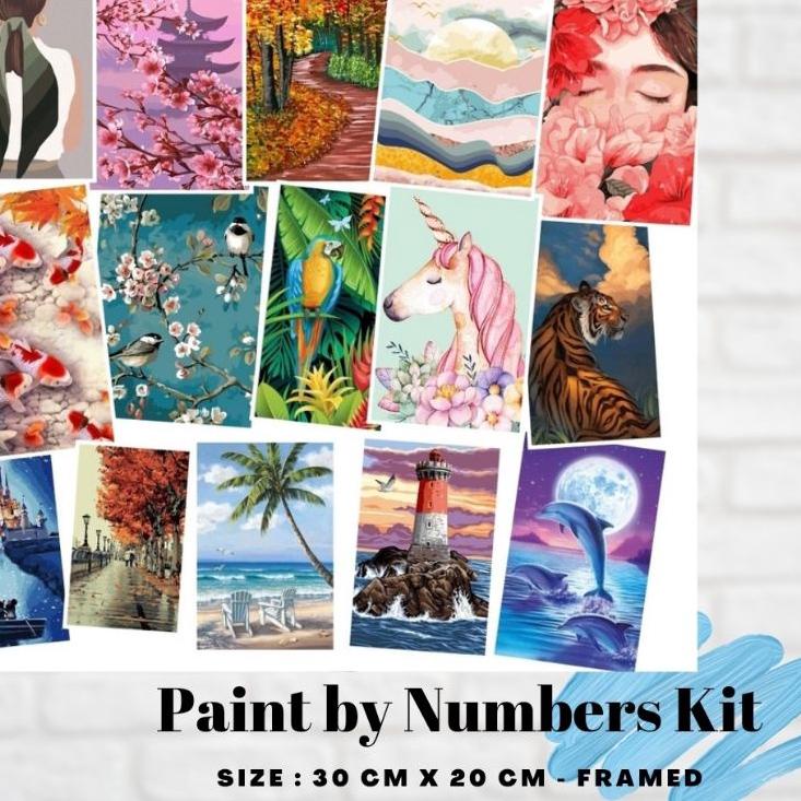 

Paling Top Paint By Number 30x20cm with WOODEN FRAME DIY PAINTING KIT all picture readystock