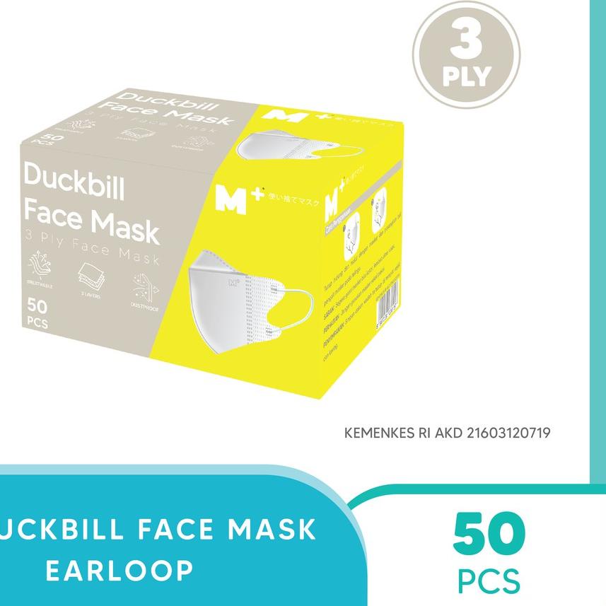 COD✔️Masker Duckbill Earloop M+ 3 Ply - Duckbill Face Mask Isi 50 Pcs|RA5