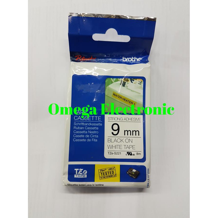 

Brother Label Tape Tze-S221 9Mm Black On White S221 Strong Adhesive