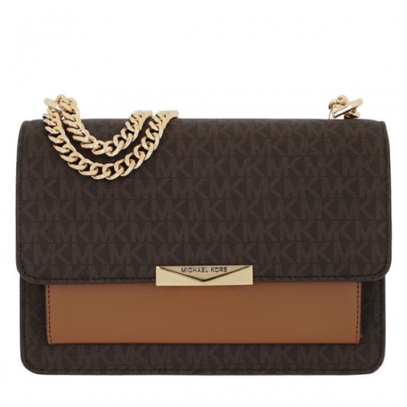 [ORIGINAL 100%] MICHAEL KORS JADE LARGE LOGO AND LEATHER CROSSBODY BAG