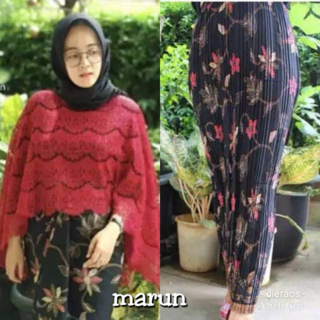 COD SETELAN KEBAYA CAPE BROKAT MIX ROK PLISKET KEBAYA JUMBO ROK JUMBO STELAN BROKAT CANTIK