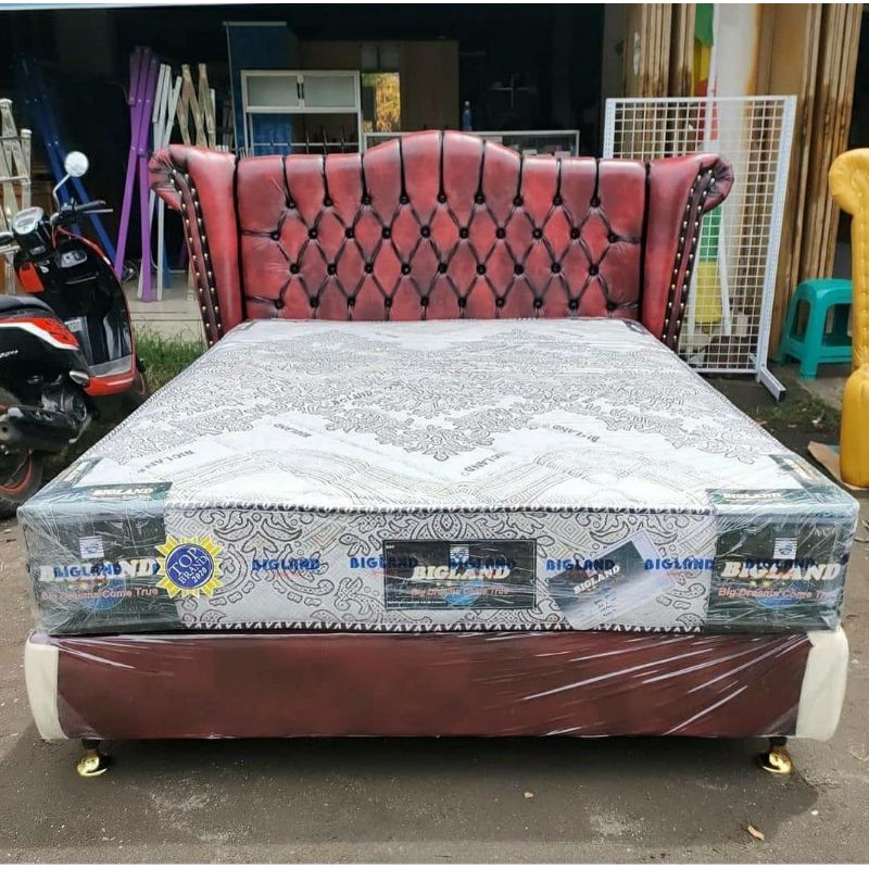 (FREE ONGKIR) SET LENGKAP Springbed Bigland Deluxe + Divan Sandaran Mewah