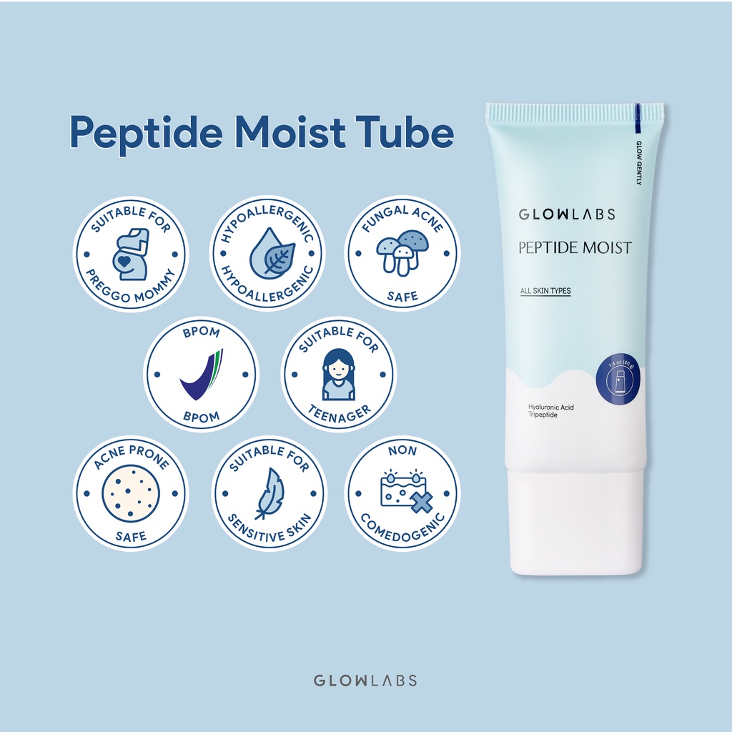 Glowlabs Peptide Moist Tube 40gr - Moisturizer Ringan dan Mudah Menyerap