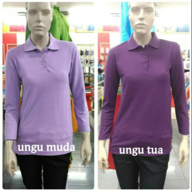 Kaos  Poloshirt wanita tangan panjang Peruzzi Baliland ungu tua