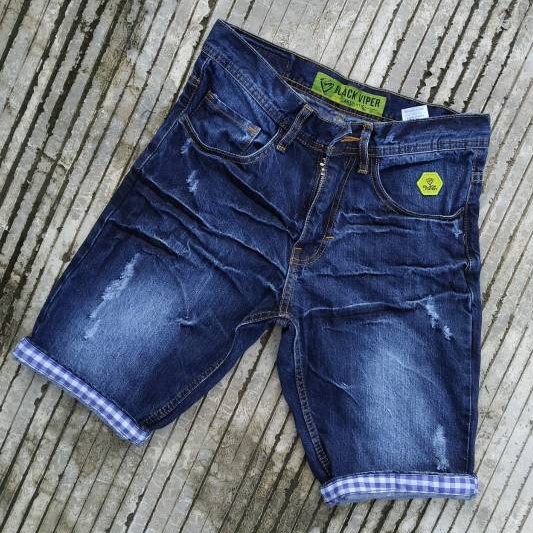 celana jeans pendek vlg36 model skinny ringkel distroy terbaru fashion denim pria