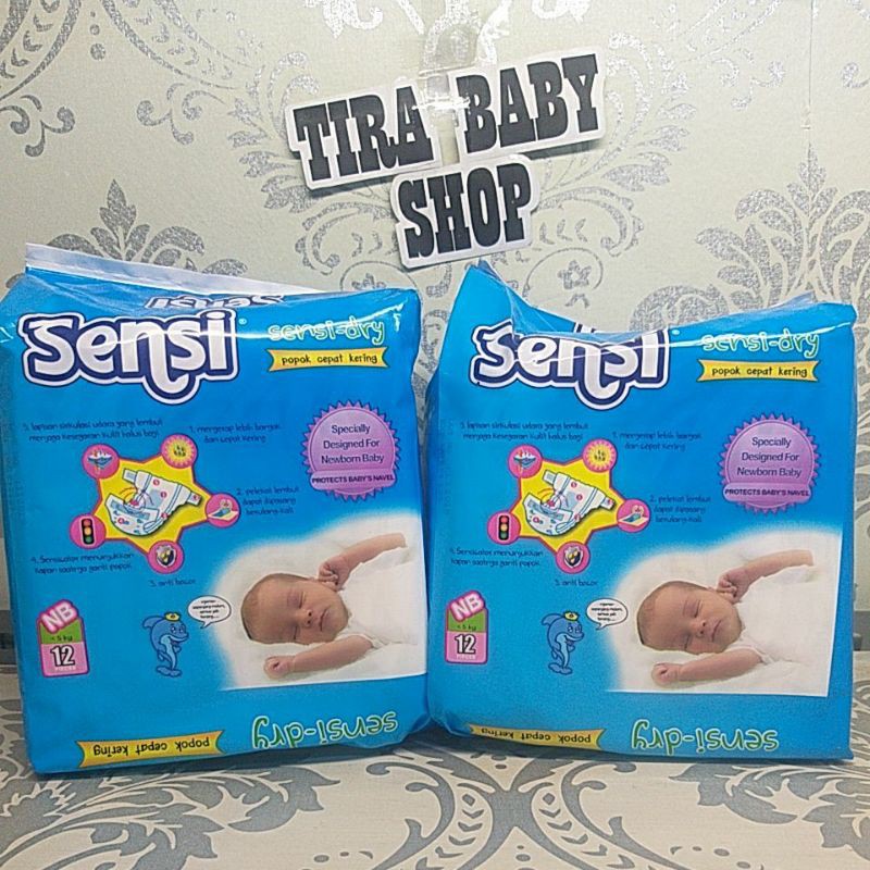 POPOK SENSI DRY NB-12 PCS BAYI BARU LAHIR PEREKAT