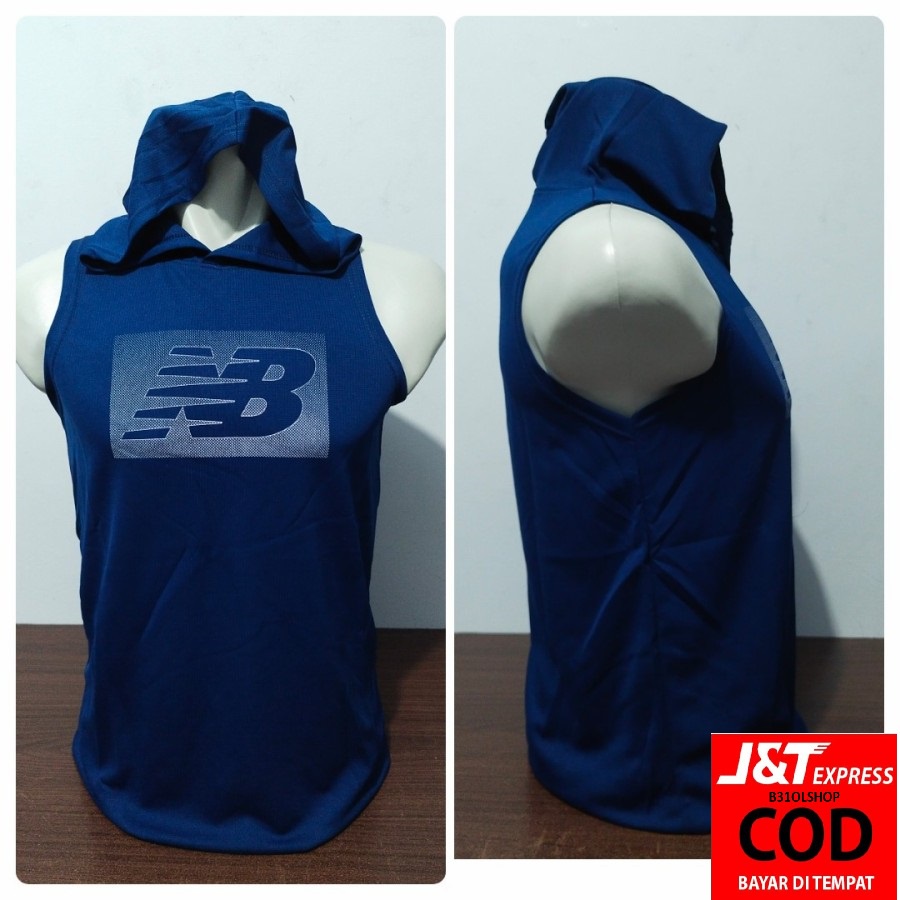 { BISA COD } Singlet Pria Hoddie Sport Navy NB Tanpa Lengan