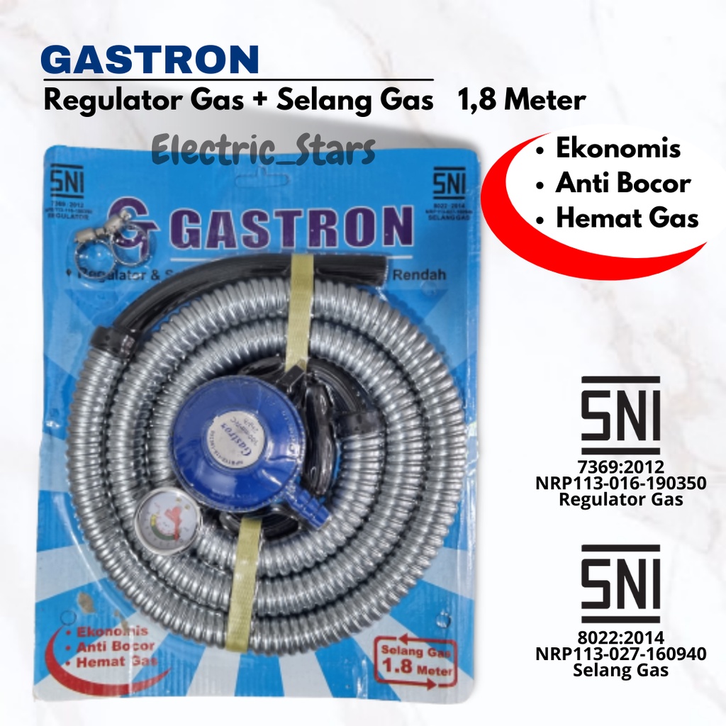 Selang Gas Regulator Gas Gastron 1 Paket / Regulator dan Selang Gas SNI