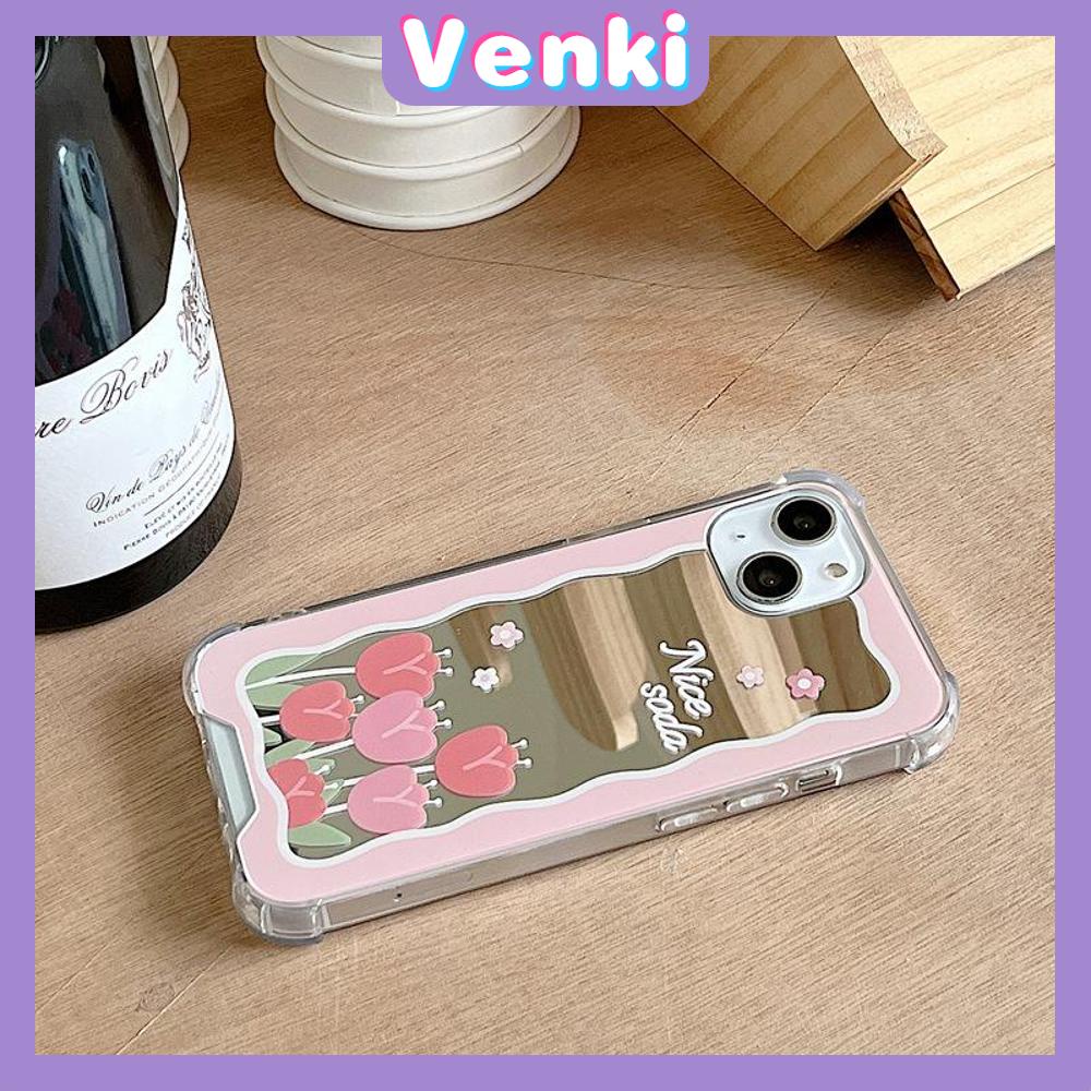 iPhone Case Acrylic HD Mirror Laser Airbag Shockproof Protection Camera Cute Pink Rose Flower Compatible For iPhone 11 iPhone 13 Pro Max iPhone 12 Pro Max iPhone 7 Plus iPhone xr