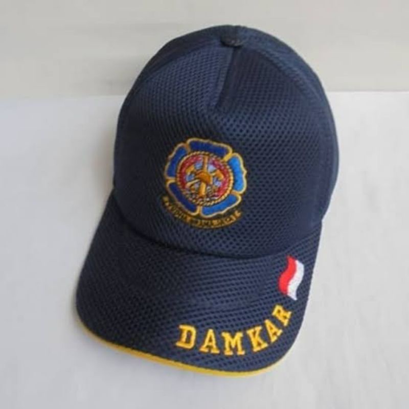 Topi Damkar Jala Hitam - Topi Jala Damkar Hitam - Topi Jaring Damkar - Topi Pemadam Kebakaran - Topi Fire Fighter