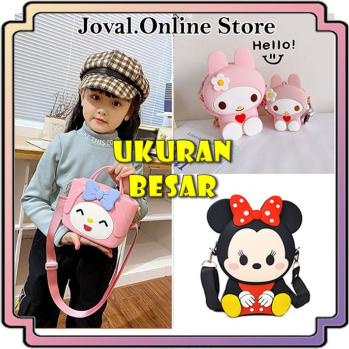 Tas Selempang Anak Karakter Rubber Jelly Ukuran Besar, Bisa Masuk HP, Sling Bag Anak Trendy dan Lucu