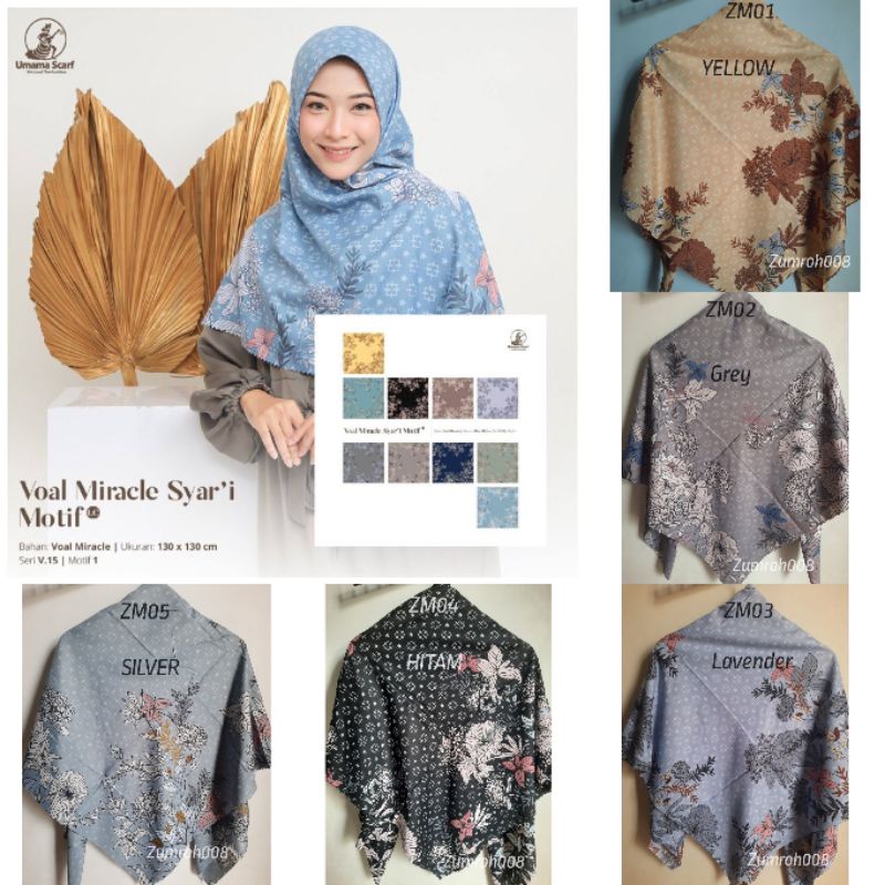 Umama Hijab segi empat syari motif voal miracle 130x130