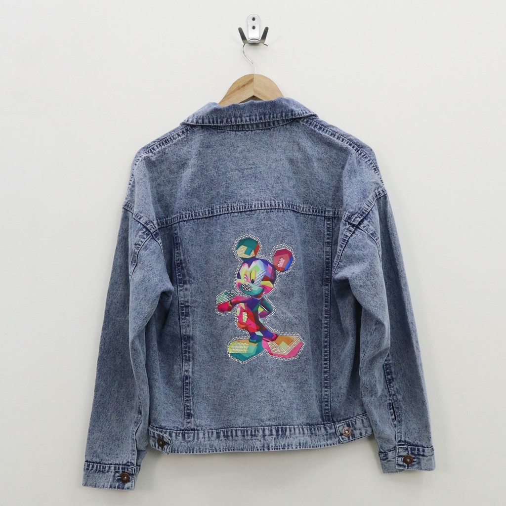 Oversize rainbow mickey jacket jeans wanita by Genijeans