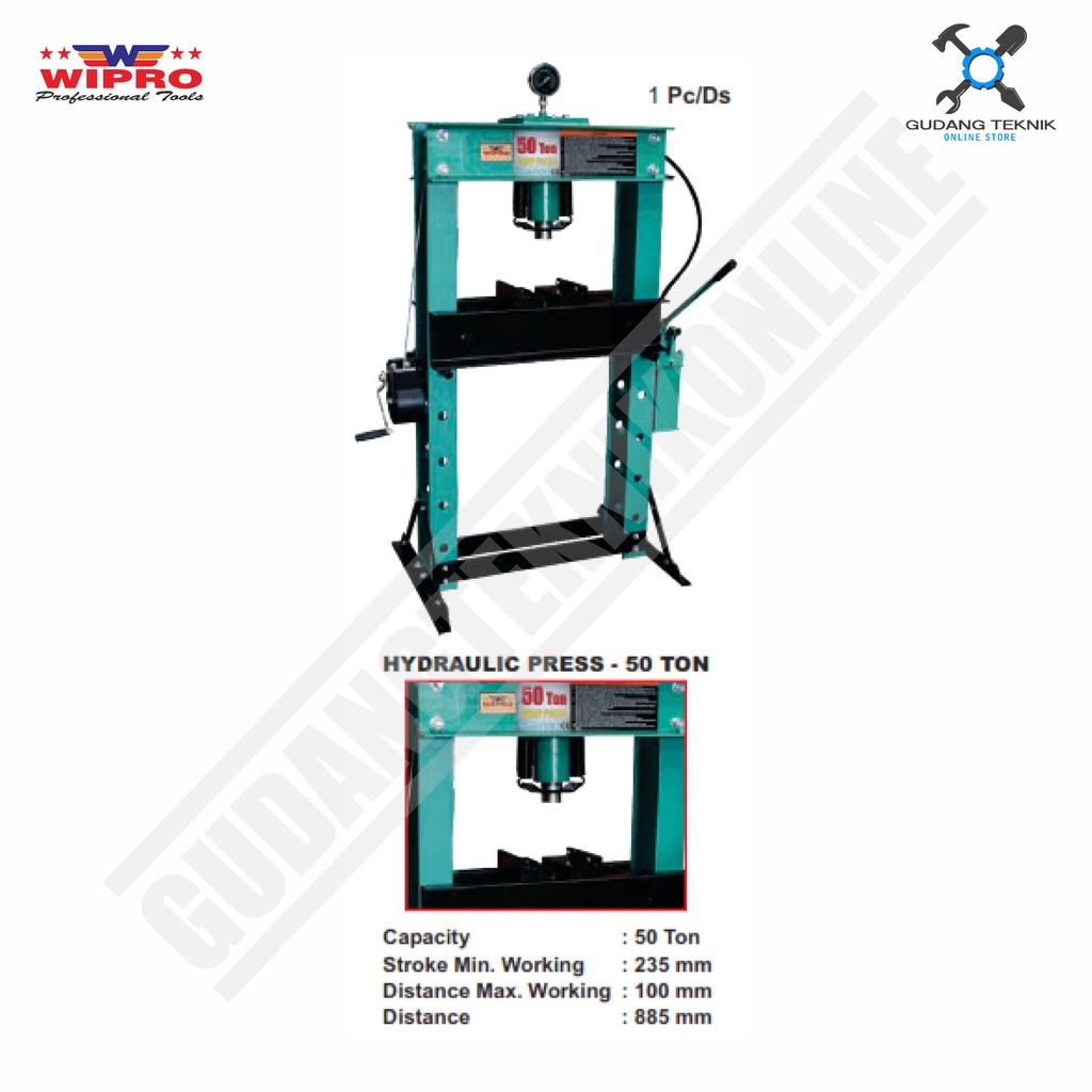 Mesin Press Hidrolik Hydraulic Kapasitas 50 Ton WIPRO / Mesin Pres Bearing Hidrolis Pres Capacity 50T WIPRO