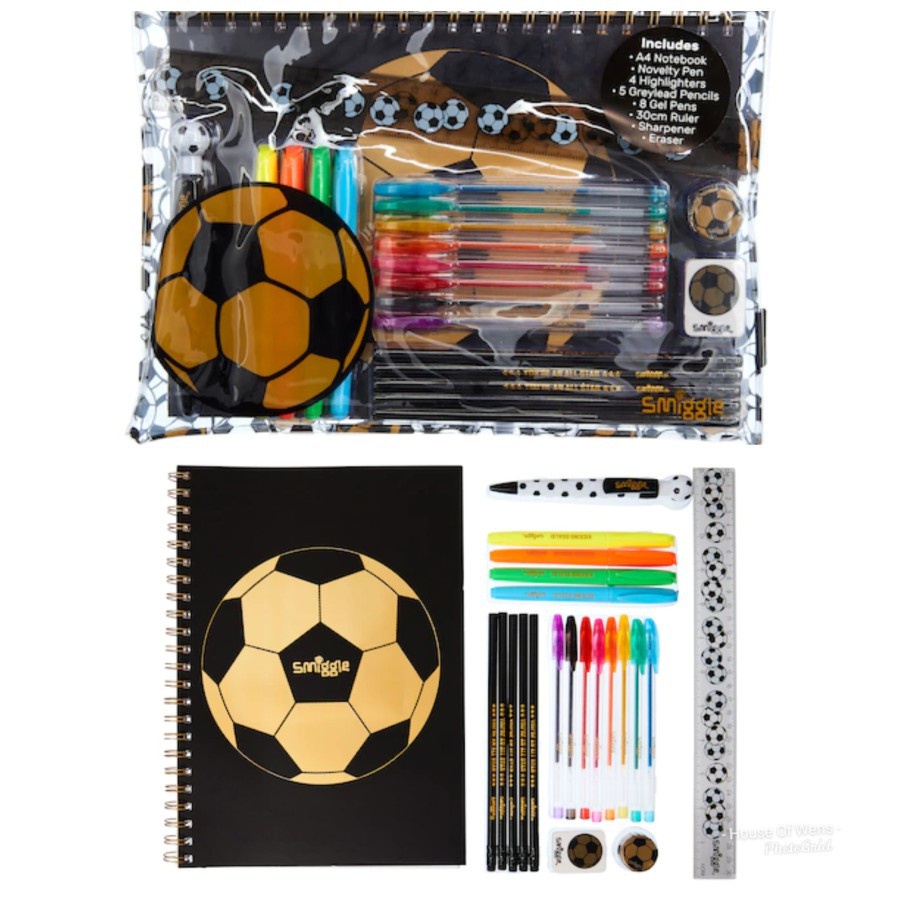 Smiggle Ori Soccer Gold Set Backpack Lunchbox Bottle