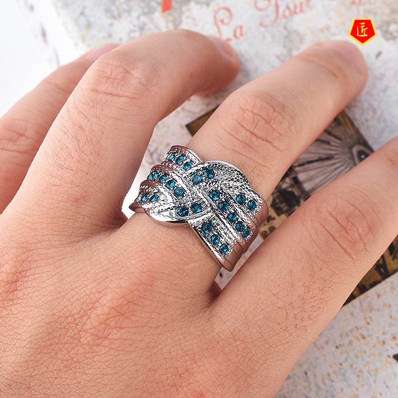 [Ready Stock]Sapphire Ring Female 925 Silver Luxury Fashion All-Matching