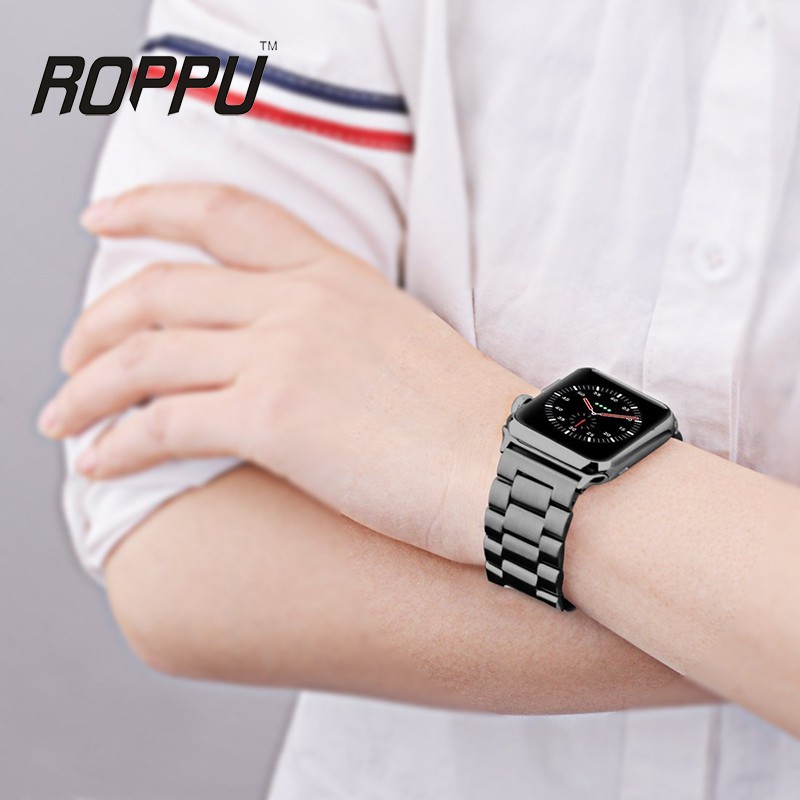 Roppu Stainless Steel Metal Strap for Apple Watch Series 1 2 3 4 (38mm,40mm,42mm,44mm)