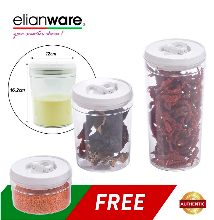 Elianware Lid Lock Round Air Tight Canister Food Storage Milk Container Toples (3 Pcs)