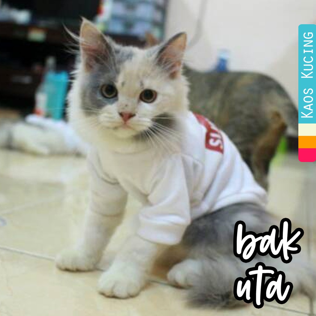 Kaos sablon supreme putih untuk kucing dan anjing size S-XL