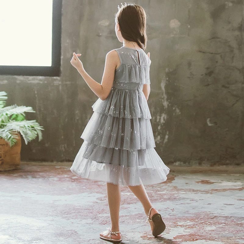 Dress Anak Perempuan Tutu Glitter Gray