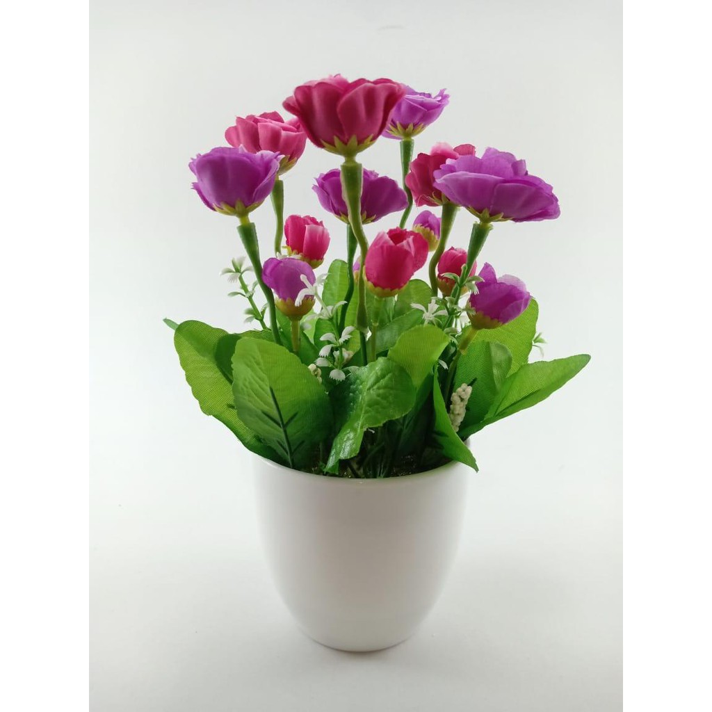 COD BUNGA PLASTIK BUNGA PAJANGAN IMITASI BUNGA ARTIFISIAL BUNGA MAWAR TANAMAN HIAS BR2214-UNGU MERAH