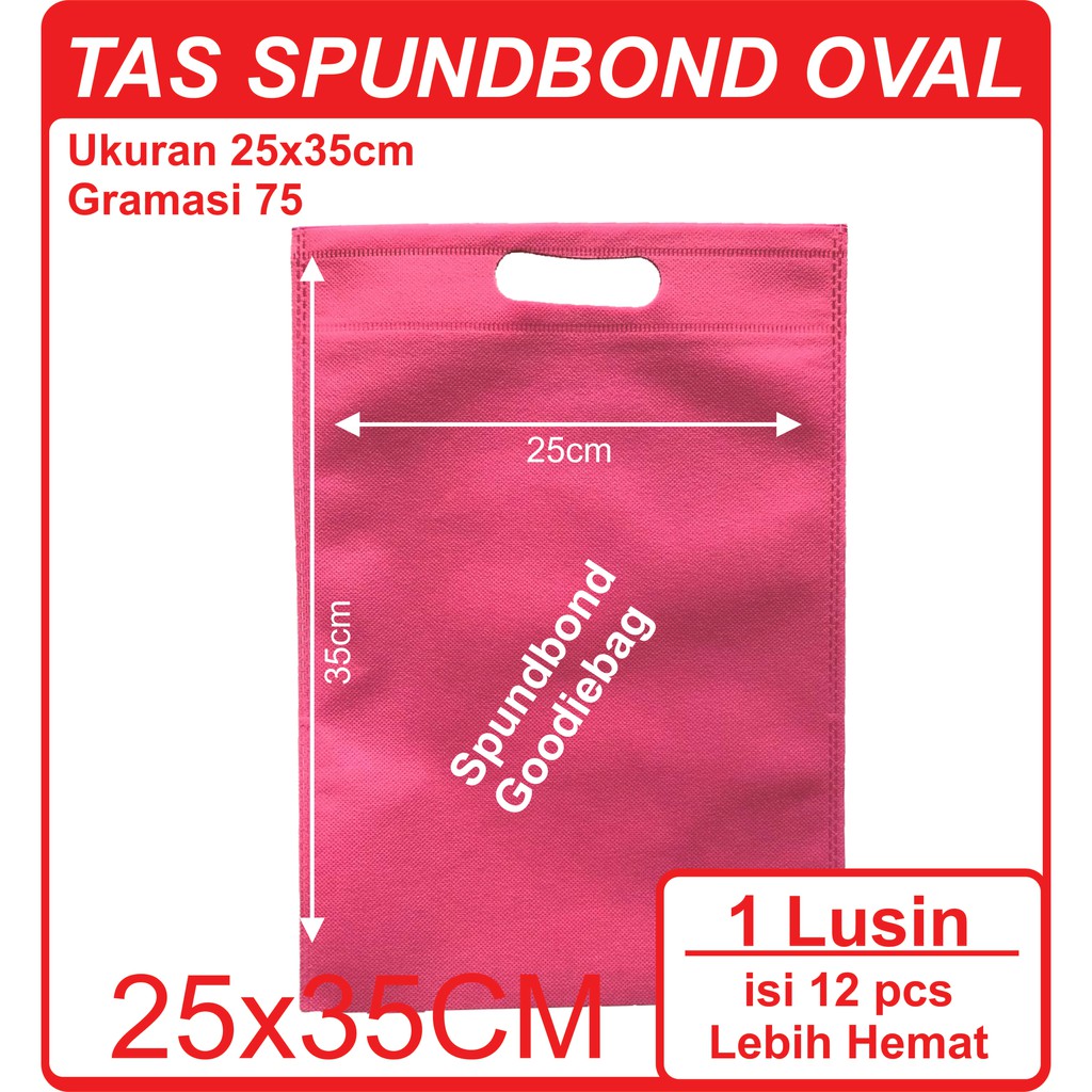 

Kodi Goodie Bag Spunbond Oval Warna Pink 25cm x 35cm / Tas Souvenir