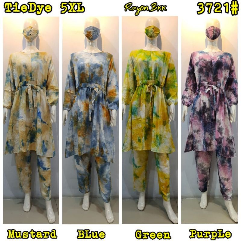 3720 3721 XXL 5XL SETELAN TIEDYE FREE MASKER/SETELAN BIGSIZE RAYON TIEDYE/SETCEL JUMBO