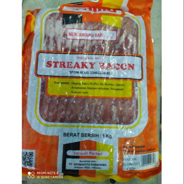 

√ TERMURAH STREAKY BACON - PORK - NON HALAL - BABI - FROZEN FOOD KEMASAN 1 KG