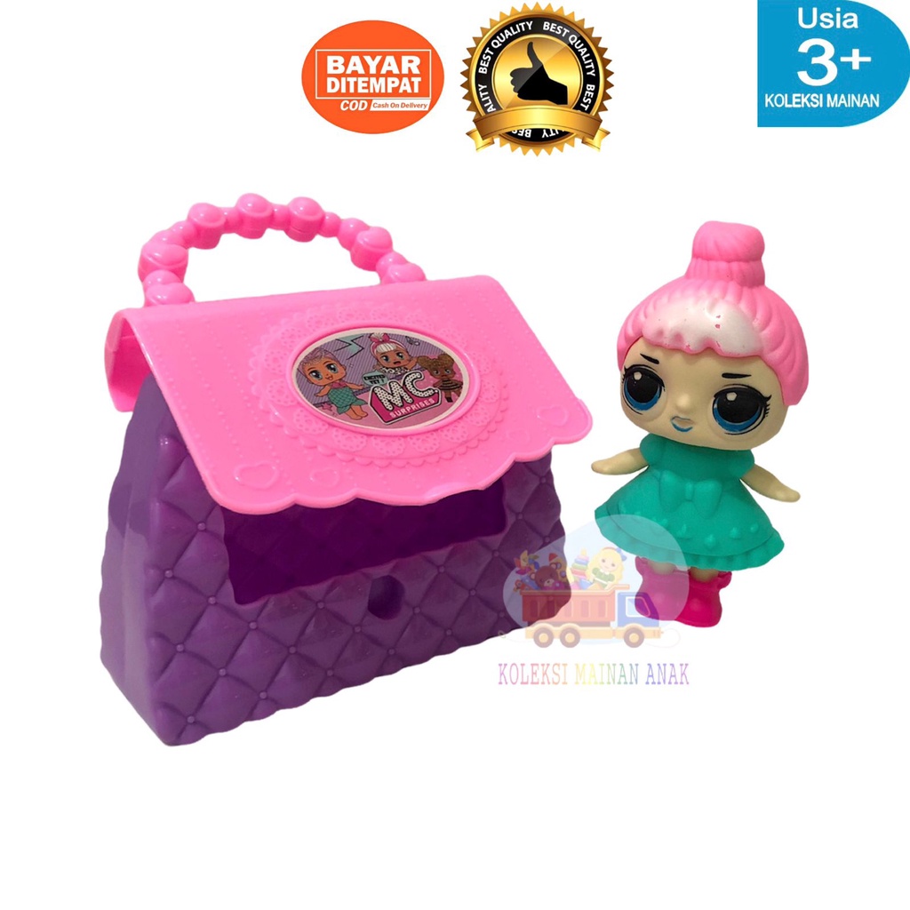 mainan anak perempuan figure boneka lol surprise tas mini set