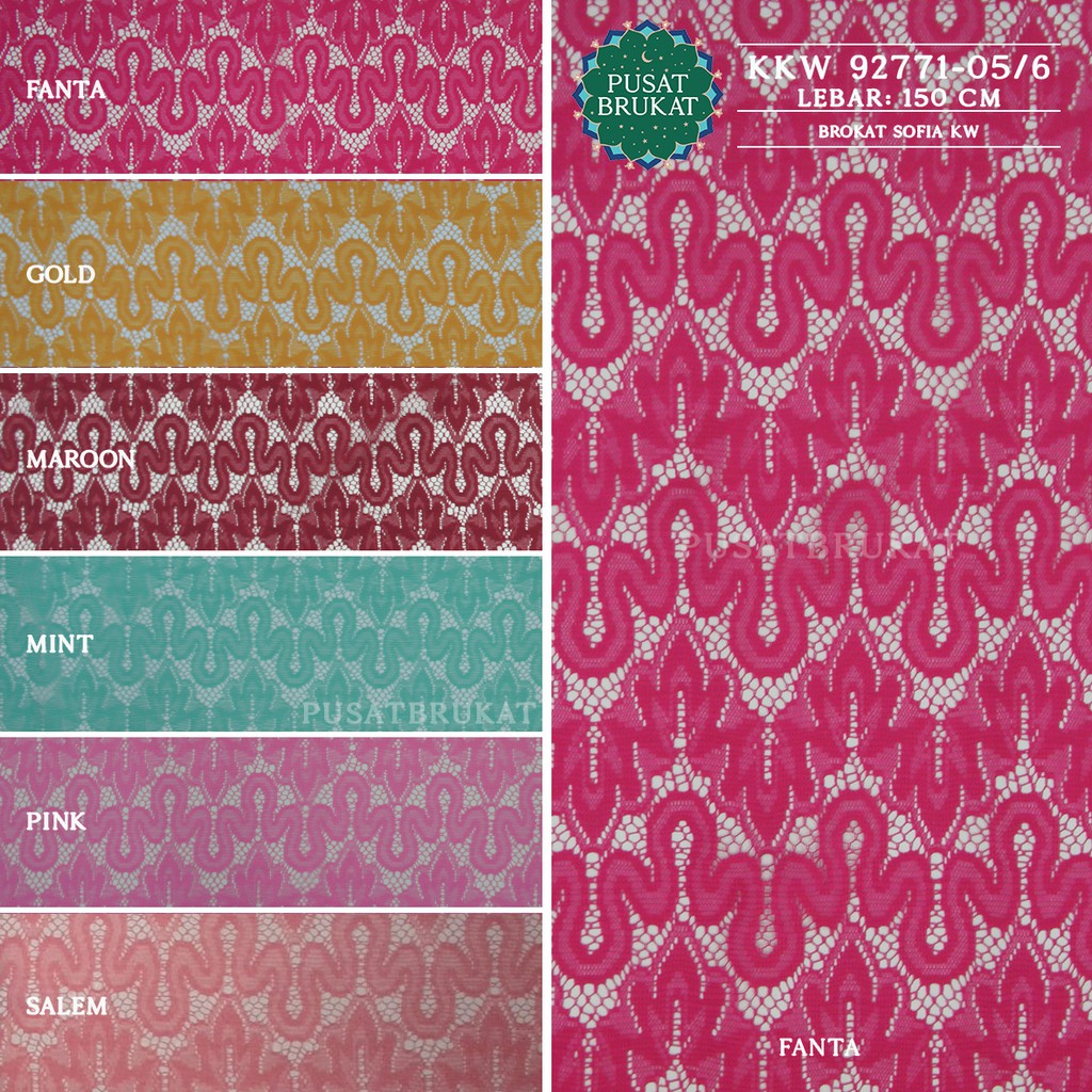 KAIN BRUKAT LACE KEBAYA METERAN / BROKAT MALIKA VINTAGE MOTIF SALUR OMBAK - LARISSA KW 92771 - LEBAR 150CM- [harga per 0.5m]