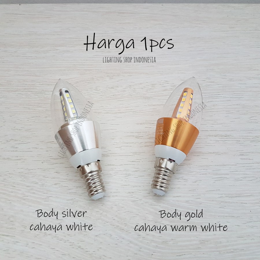 Lampu bohlam candle led 5w fiting e14 terang hias gantung