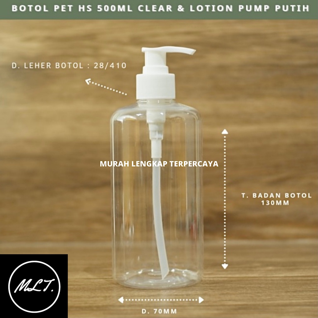 BOTOL HANDSOAP 500ML CLEAR LOTION PUMP PUTIH HITAM