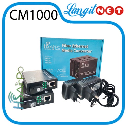 HS AIRPO FIBER CM1000 MEDIA CONVERTER GIGABIT 10/100/1000 PZX-1G1E-20KM