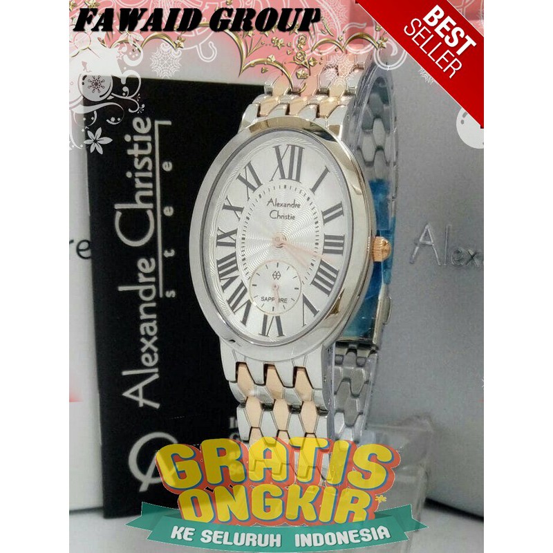 BEST SELLER JAM TANGAN WANITA ALEXANDRE CHRISTIE AC 2667 WANITA SILVER COMBI WHITE KACA ANTI GORES