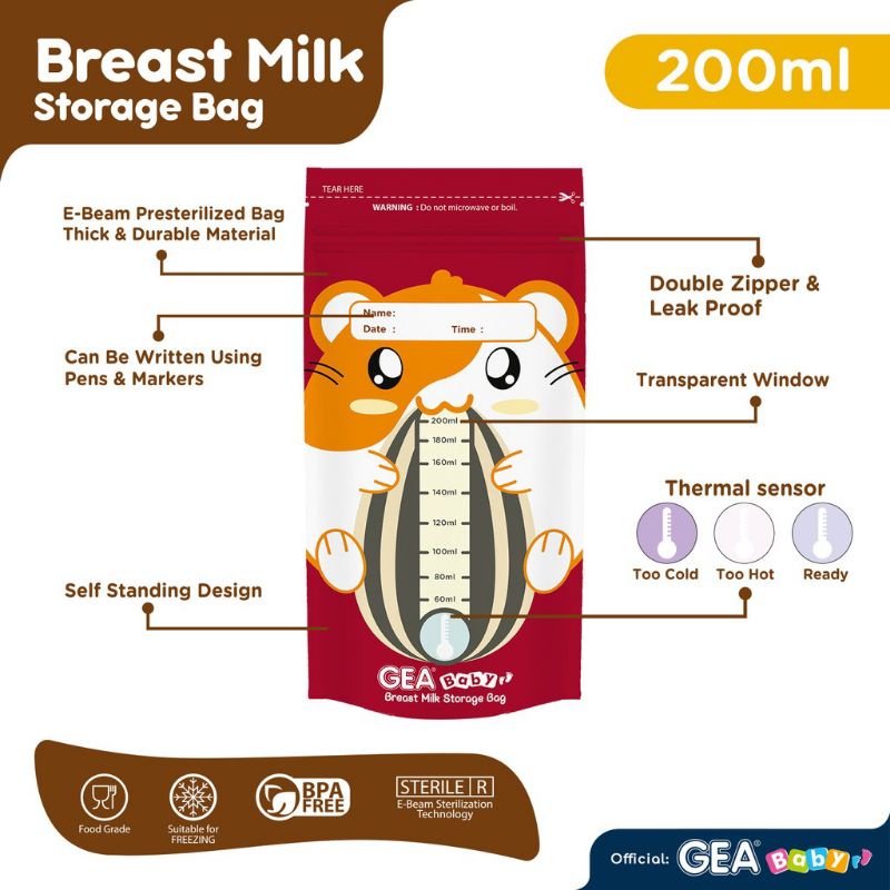 GEA BABY Breastmilk Storage Kantong kantung ASI ASIP Susu isi 30 pcs ukuran 120ml 200ml 250ml