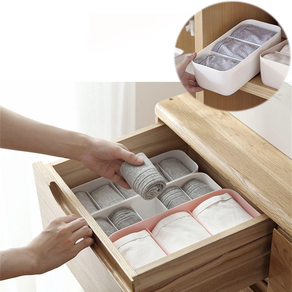 Solighter Drawer Organizers Plastic Simple Desktop Drawer Underwear Organizer Kotak Penyimpanan Plastik