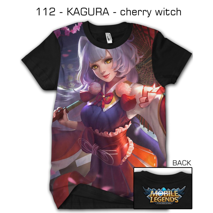 KAOS BAJU DISTRO LENGAN PENDEK PRINTING 3D MOBILE LEGEND  KAGURA CHERRY WITCH - 112