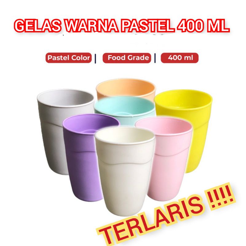 GELAS 400ML WARNA PASTEL GELAS KOPI GELAS TEH GELAS ES