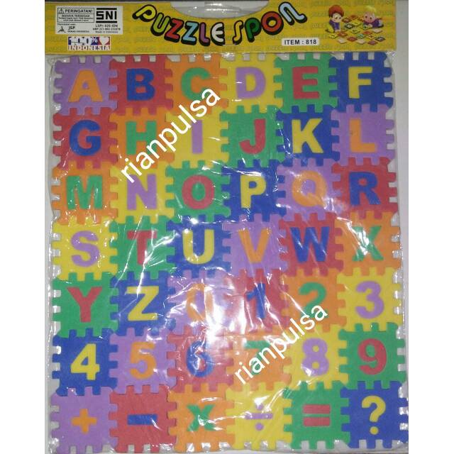 Puzzle Spon Eva Kids Mainan Edukasi Anak Balita Alfabeth Angka Huruf Tanda Baca 26 x 22 cm 42 keping