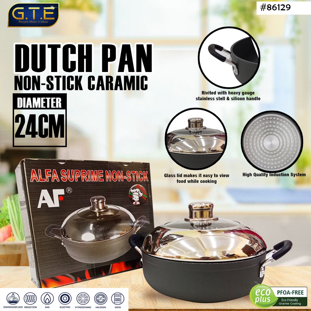 DUCTCH PAN NON STICK CARAMIC 24CM / PANCI NON STICK CARAMIC DIAMETER 24CM