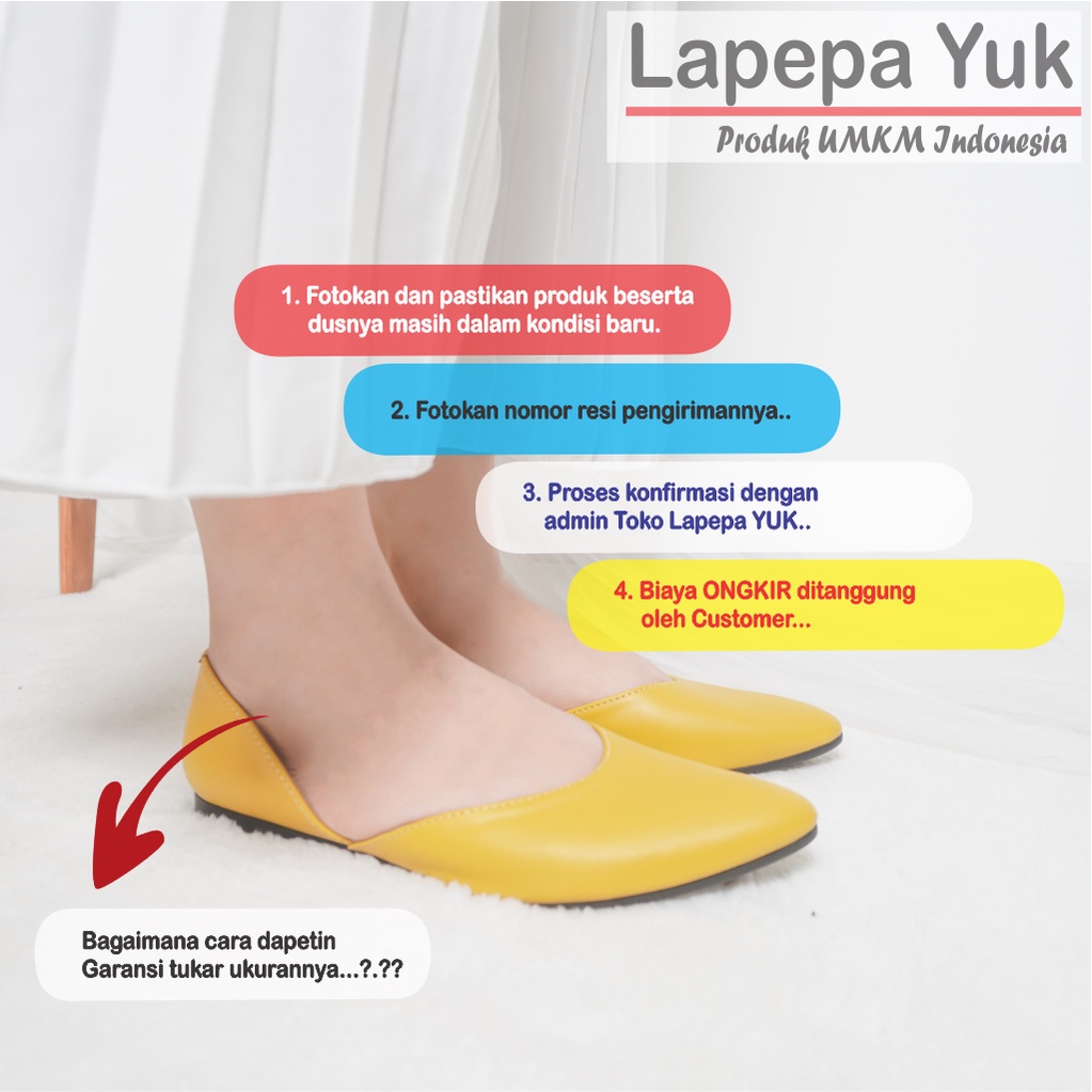 LAPEPA YUK - Sepatu Flat Shoes Wanita AILEEN ALL COLOR Untuk Kerja kantor Spatu Flatshoes Cewek Kuliahan Jalan Santai Casual Empuk Nyaman Slop Lancip Warna Black Hitam Putih Navy Selop Premium Original Kekinian Terbaru Shoes ORI Mall Official Store