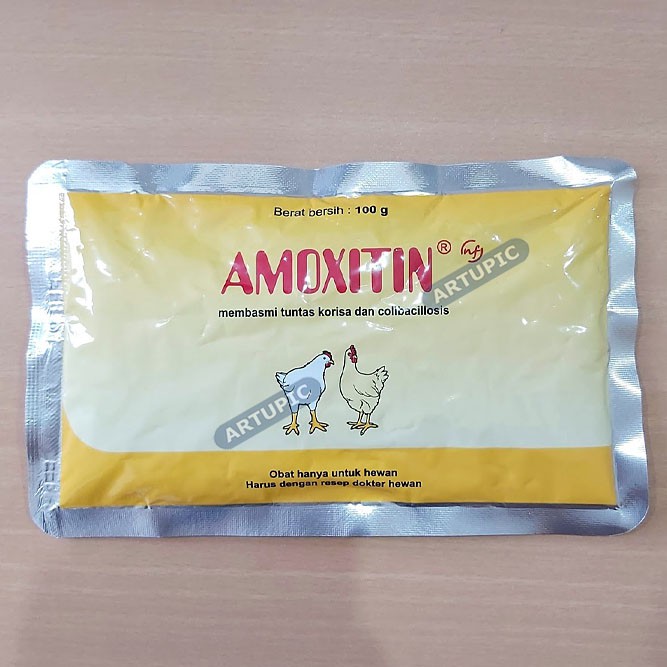 Amoxitin 100 gram Obat Ayam Pilek Ngorok Colibacillosis Unggas pulorum salmonella sulit bernapas
